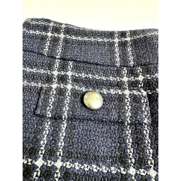 Ann Taylor Loft Tweed Navy Blue Plaid Mini Skirt Size 2 A Line Office Preppy - Picture 4 of 8